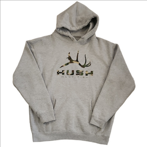 Hush Hunt Fish Men's Gray & Camo Hoodie